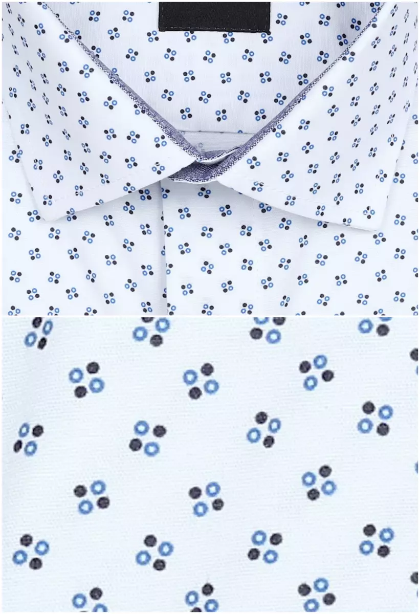 bílá košile s pěkným modrým vzorem
