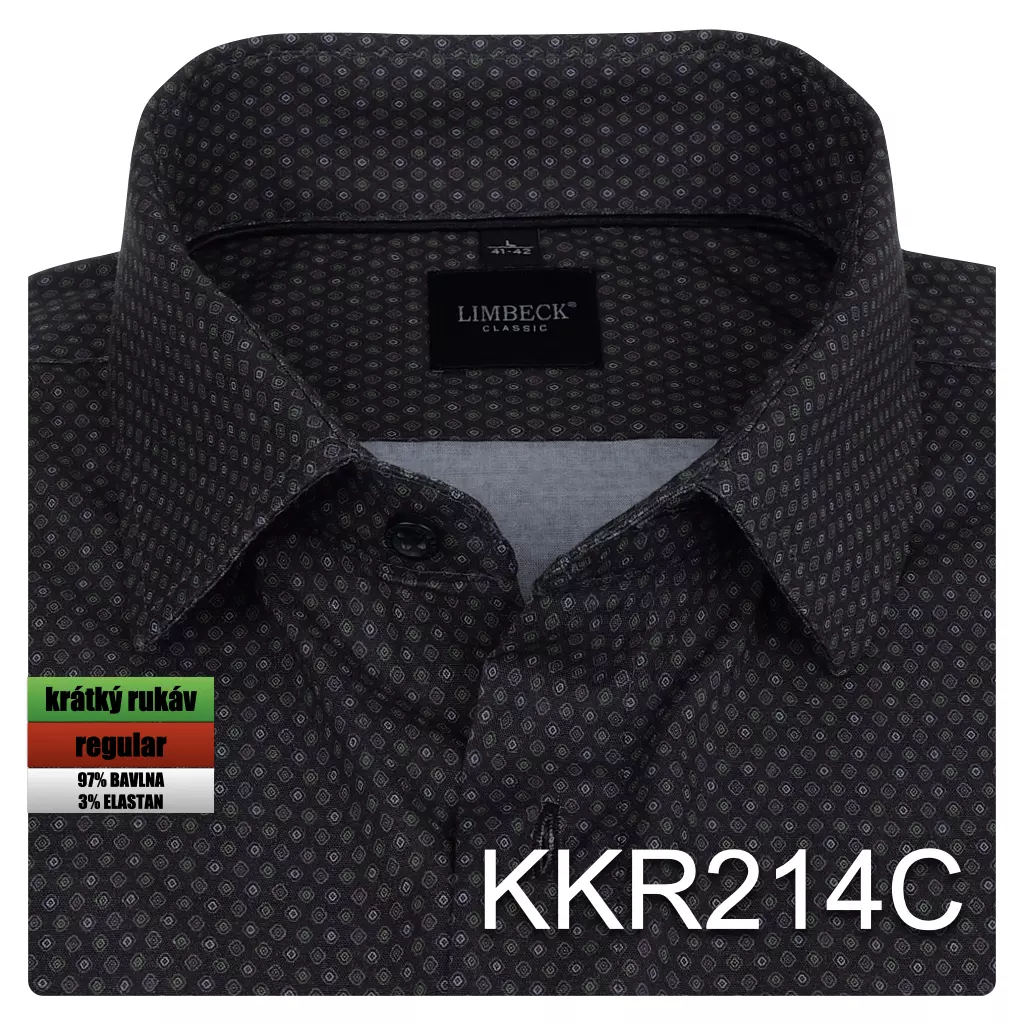 tmavá košile se vzorem se zelenými prvky