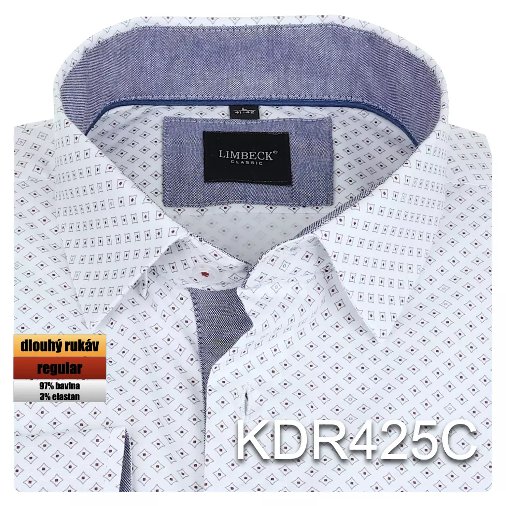 bílá košile s pěkným vzorem a doplňky