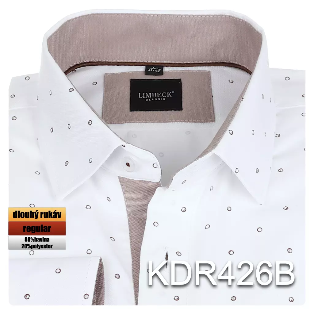 bílá košile s hnědými prvky