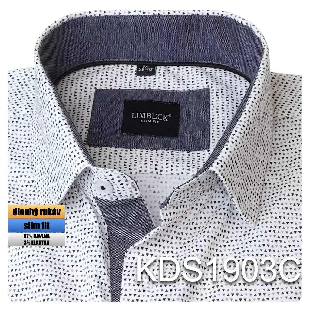 bílá košile s pěkným vzorem a doplňky