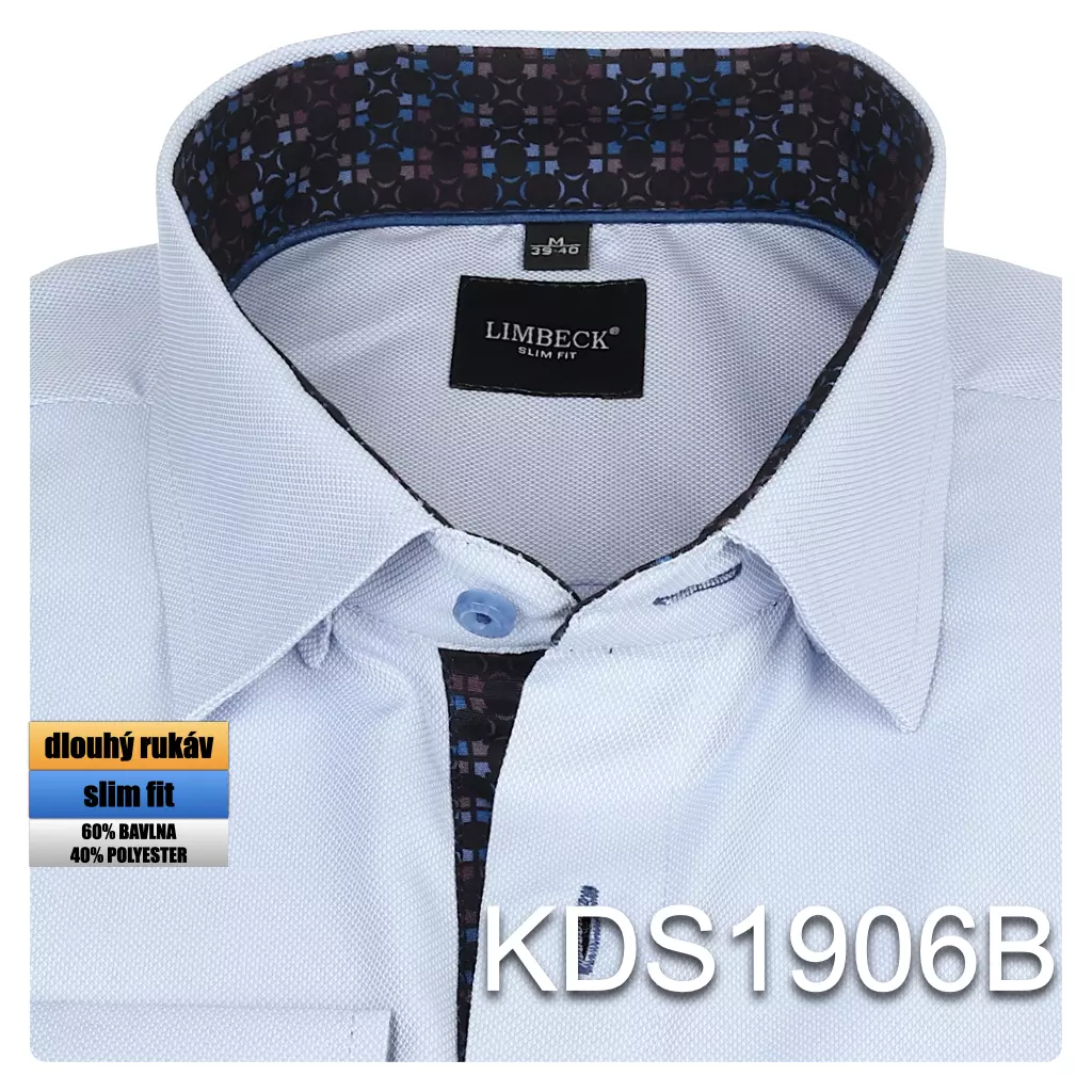 modrá košile se zajímavými doplňky
