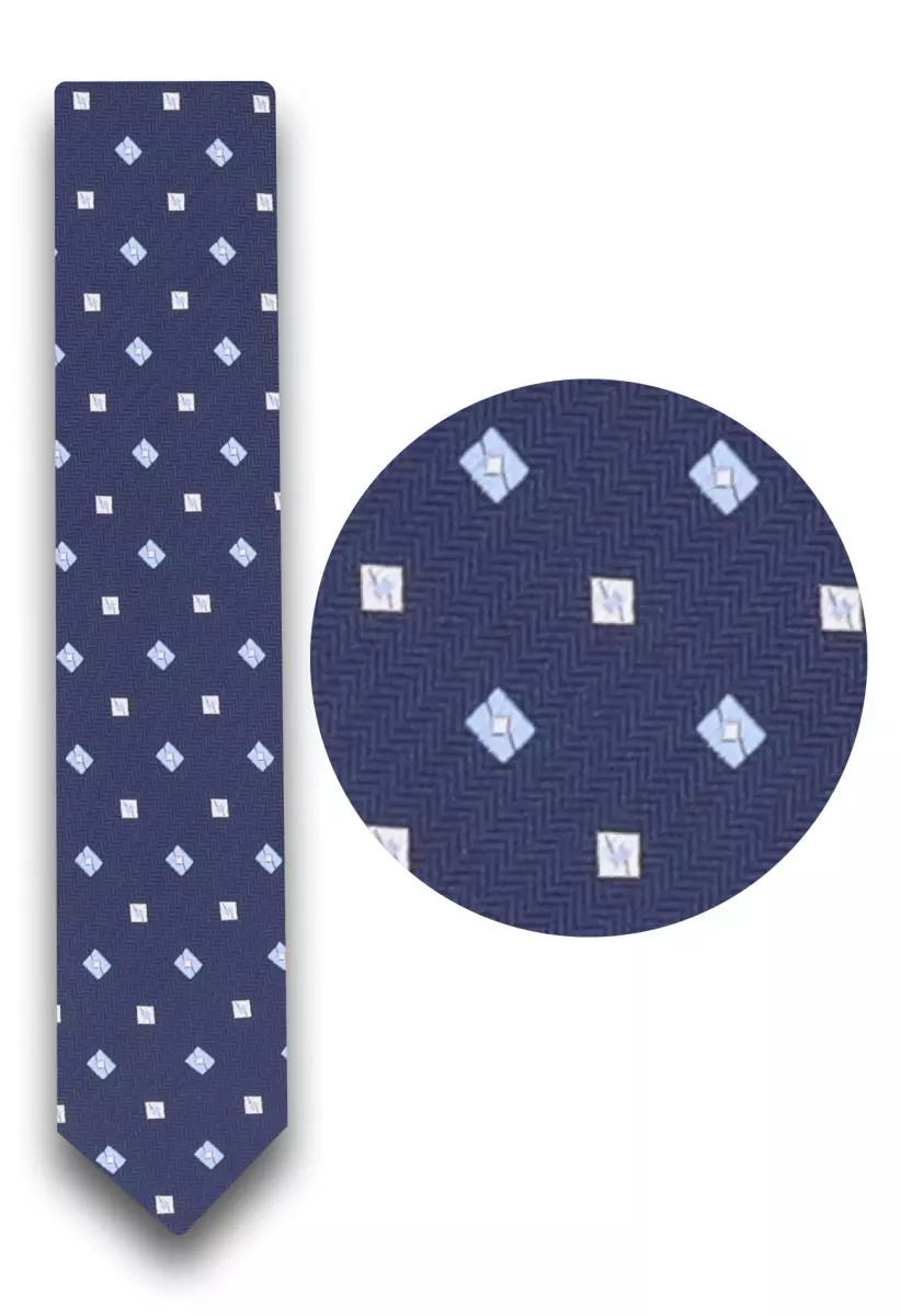 tmavě modrá kravata s pěkným vzorem