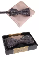set motýlek a kapesníček hnědé barvy