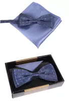set motýlek a kapesníček modrá barva