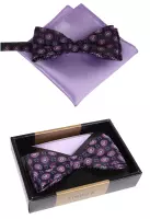 set motýlek a kapesníček fialové barvy