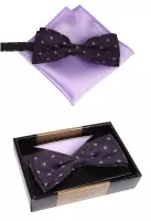 set motýlek a kapesníček fialové barvy