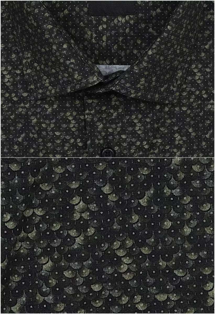 černá košile se zeleným vzorem