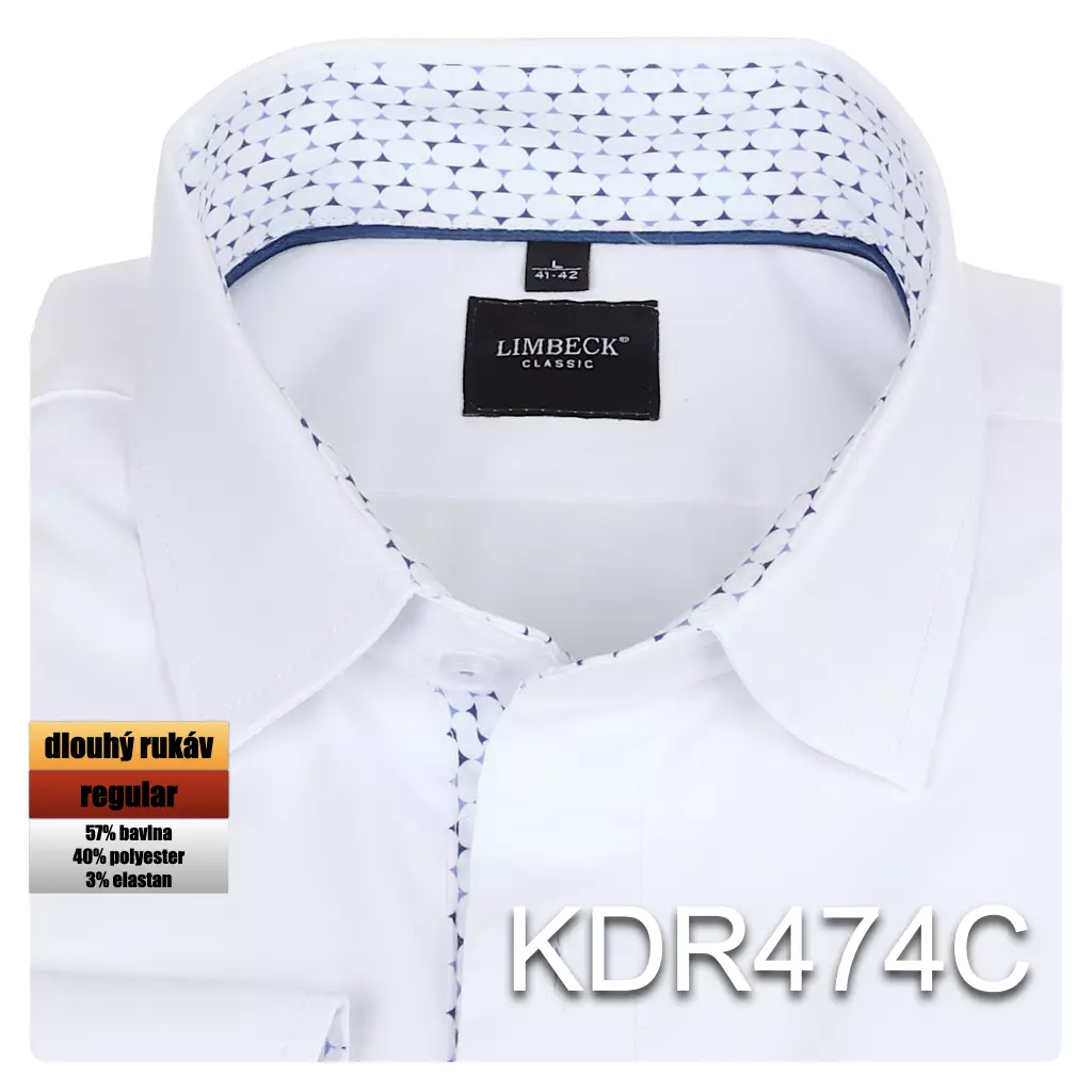 bílá jednobarevná košile s modrými doplňky