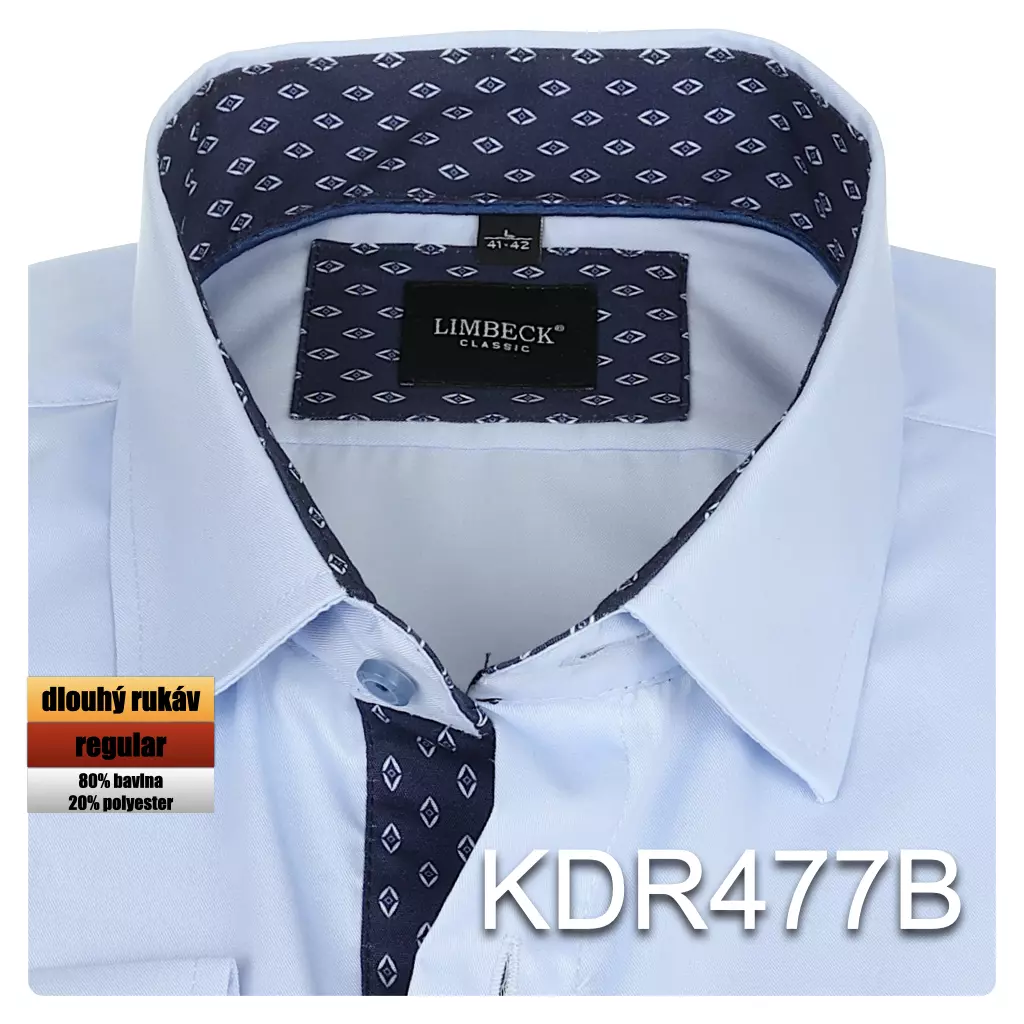 světle modrá košile s tmavými doplňky