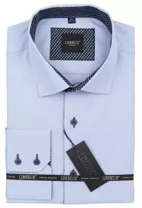 světle modrá košile s modrými doplňky