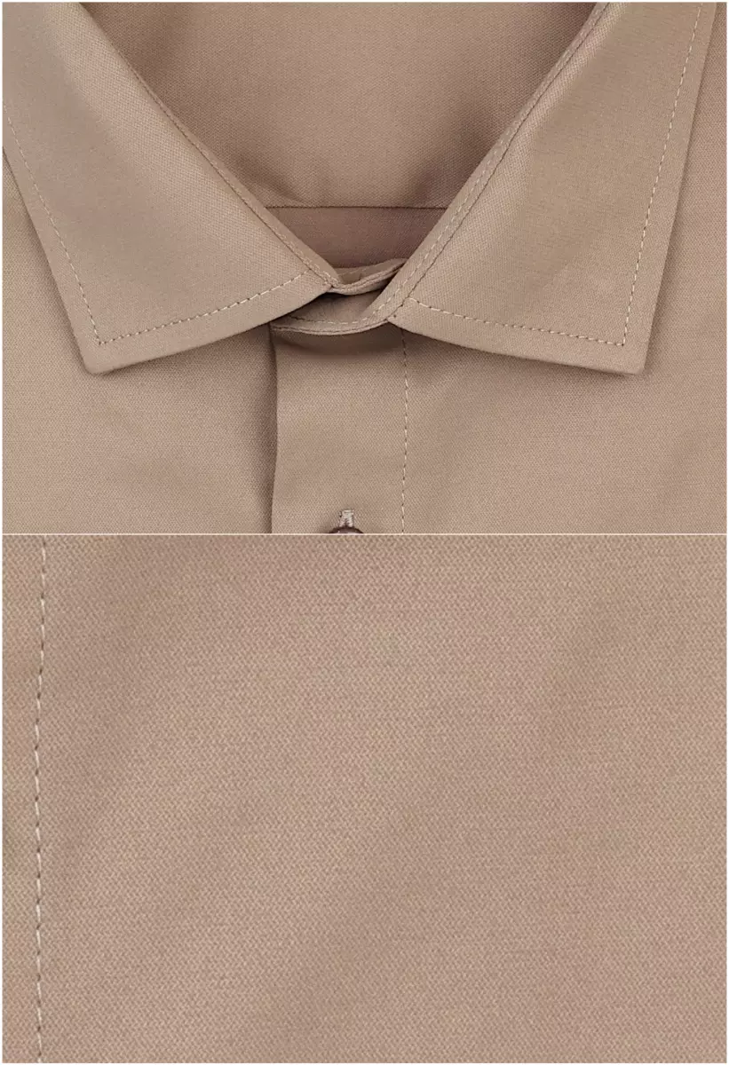 světle hnědá jednobarevná košile z pružného materiálu