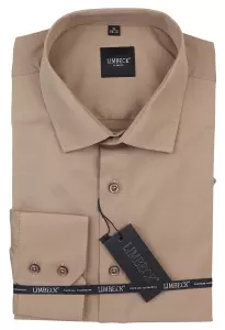 světle hnědá jednobarevná košile z pružného materiálu