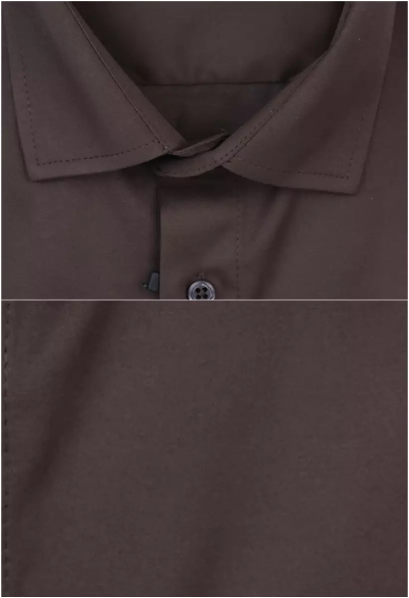 hnědá jednobarevná košile z pružného materiálu