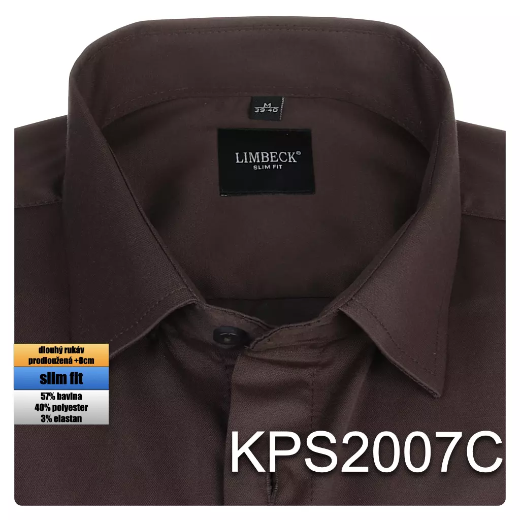 hnědá jednobarevná košile z pružného materiálu