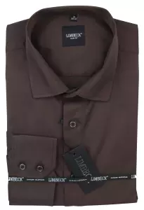 hnědá jednobarevná košile z pružného materiálu