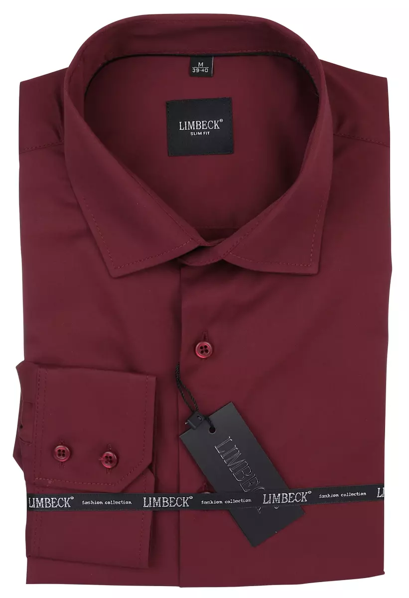 vínová jednobarevná košile z pružného materiálu 