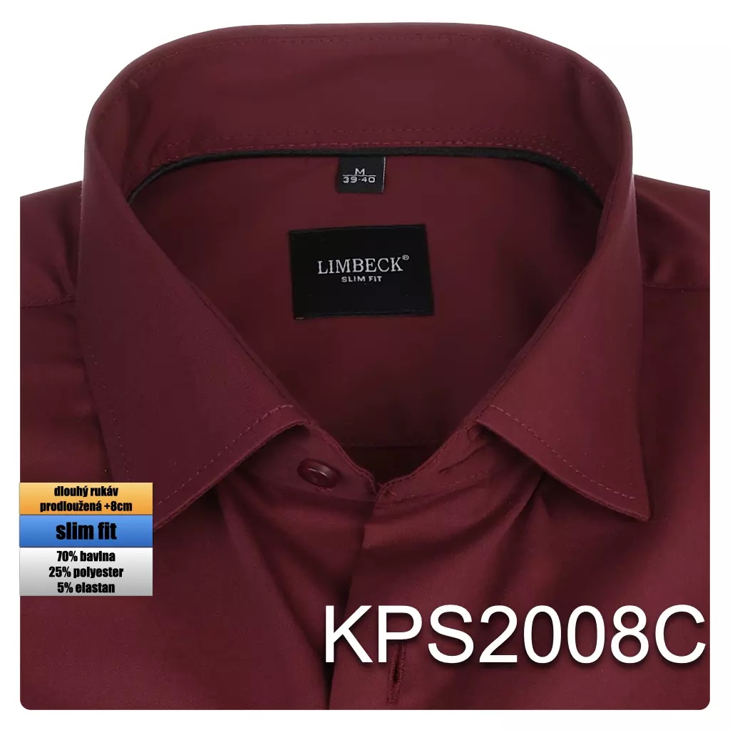 vínová jednobarevná košile z pružného materiálu 