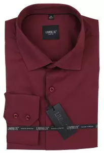 vínová jednobarevná košile z pružného materiálu 