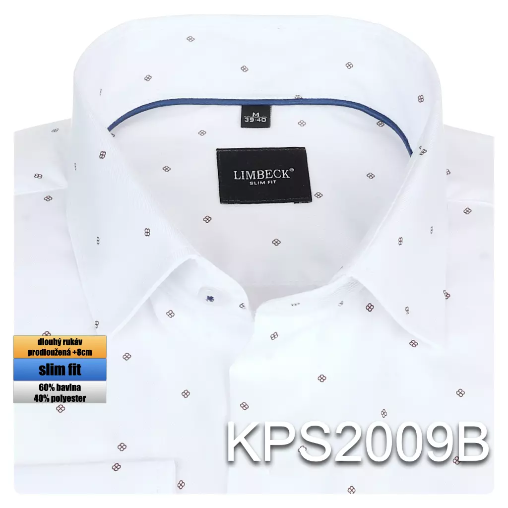 bílá košile s jemným vzorem a zajímavými doplňky