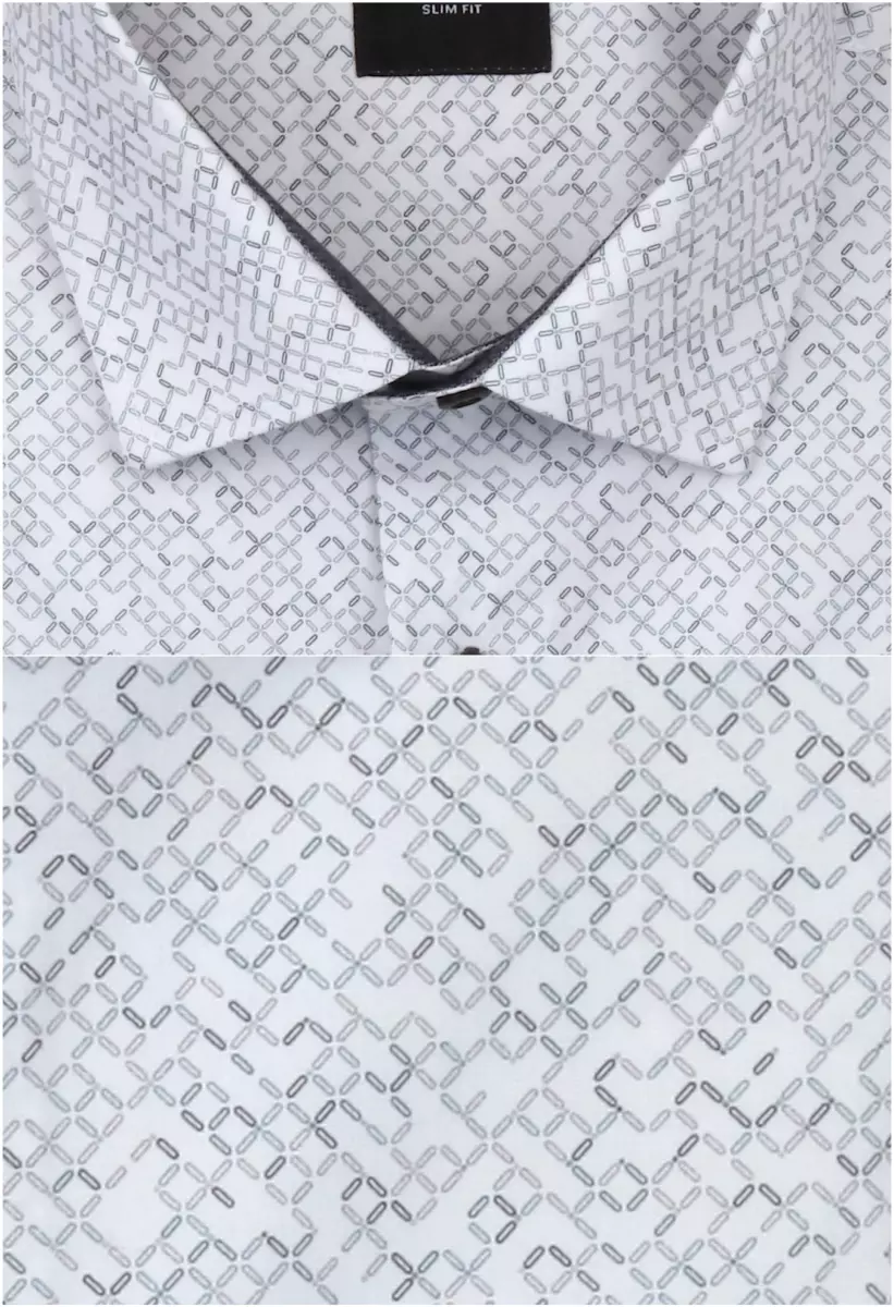 bílá vzorovaná košile s šedými doplňky