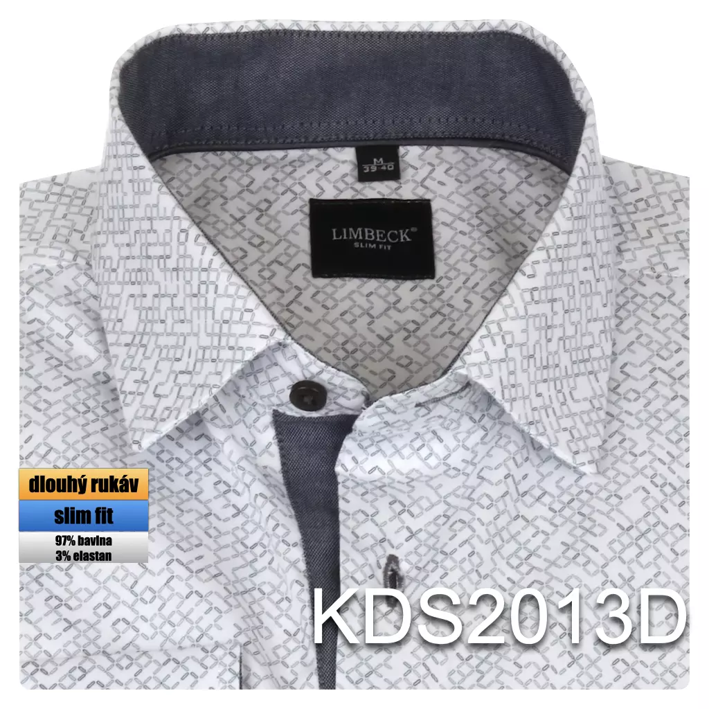 bílá vzorovaná košile s šedými doplňky