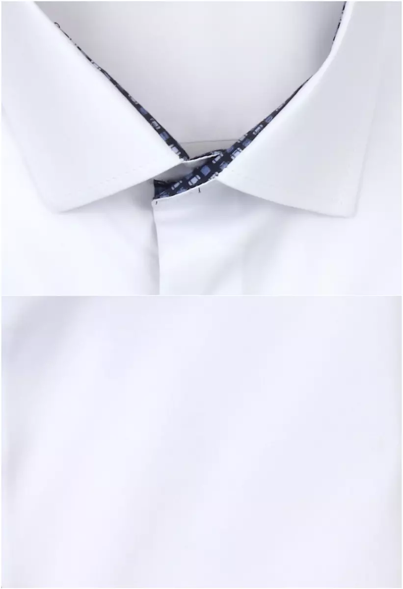 bílá košile s modrými doplňky