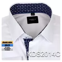 bílá košile s modrými doplňky