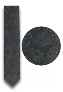 zelenočerná kravata s pěkným výrazným vzorem