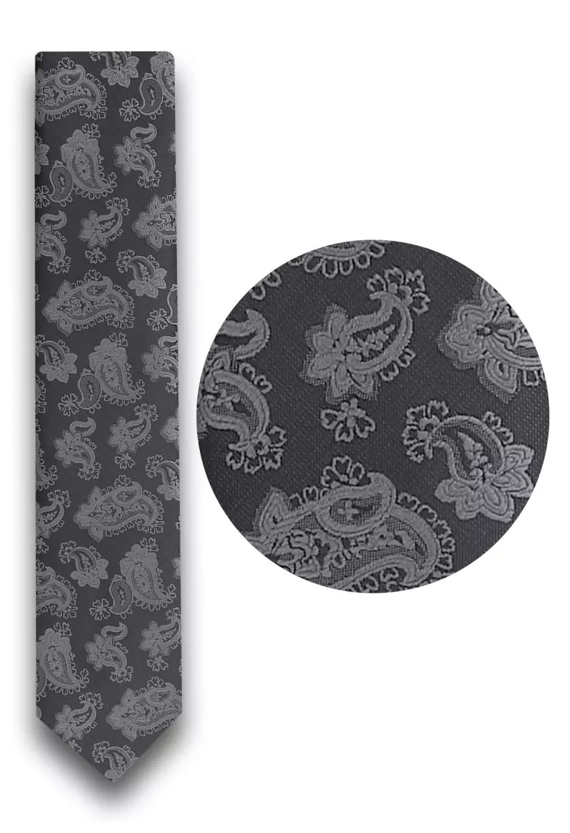 černošedá kravata s výrazným vzorem