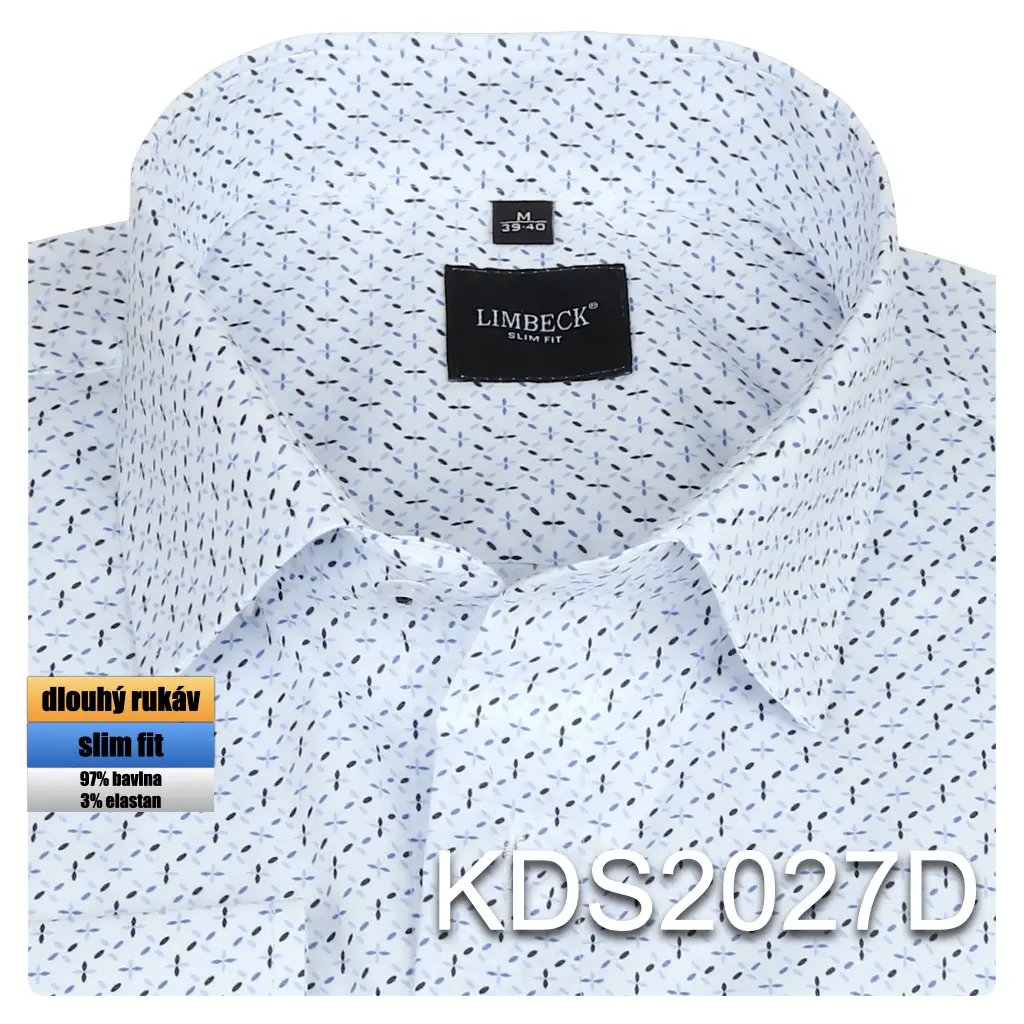 bílá košile s pěkným modrým vzorem