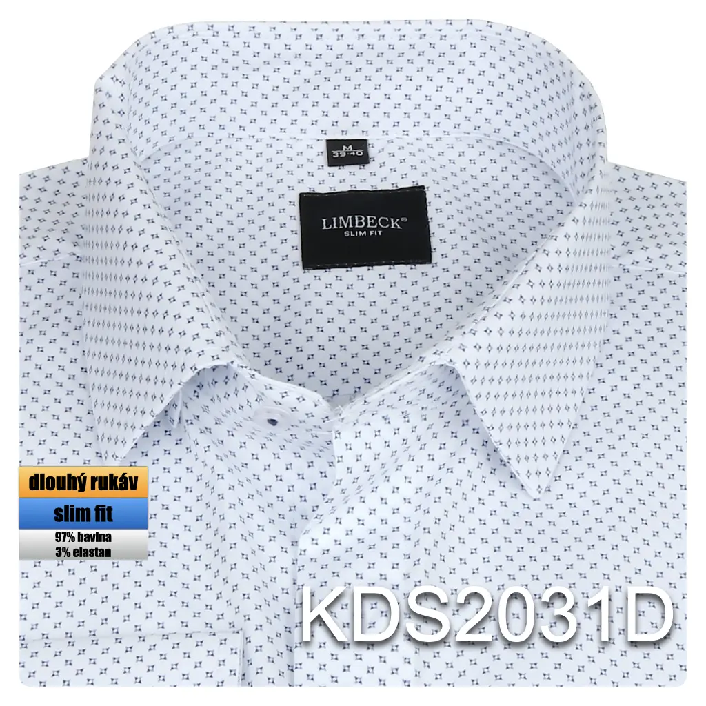 bílá košile s pěkným modrým vzorem