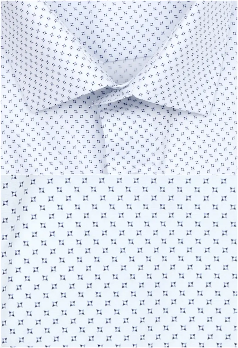 bílá košile s pěkným modrým vzorem