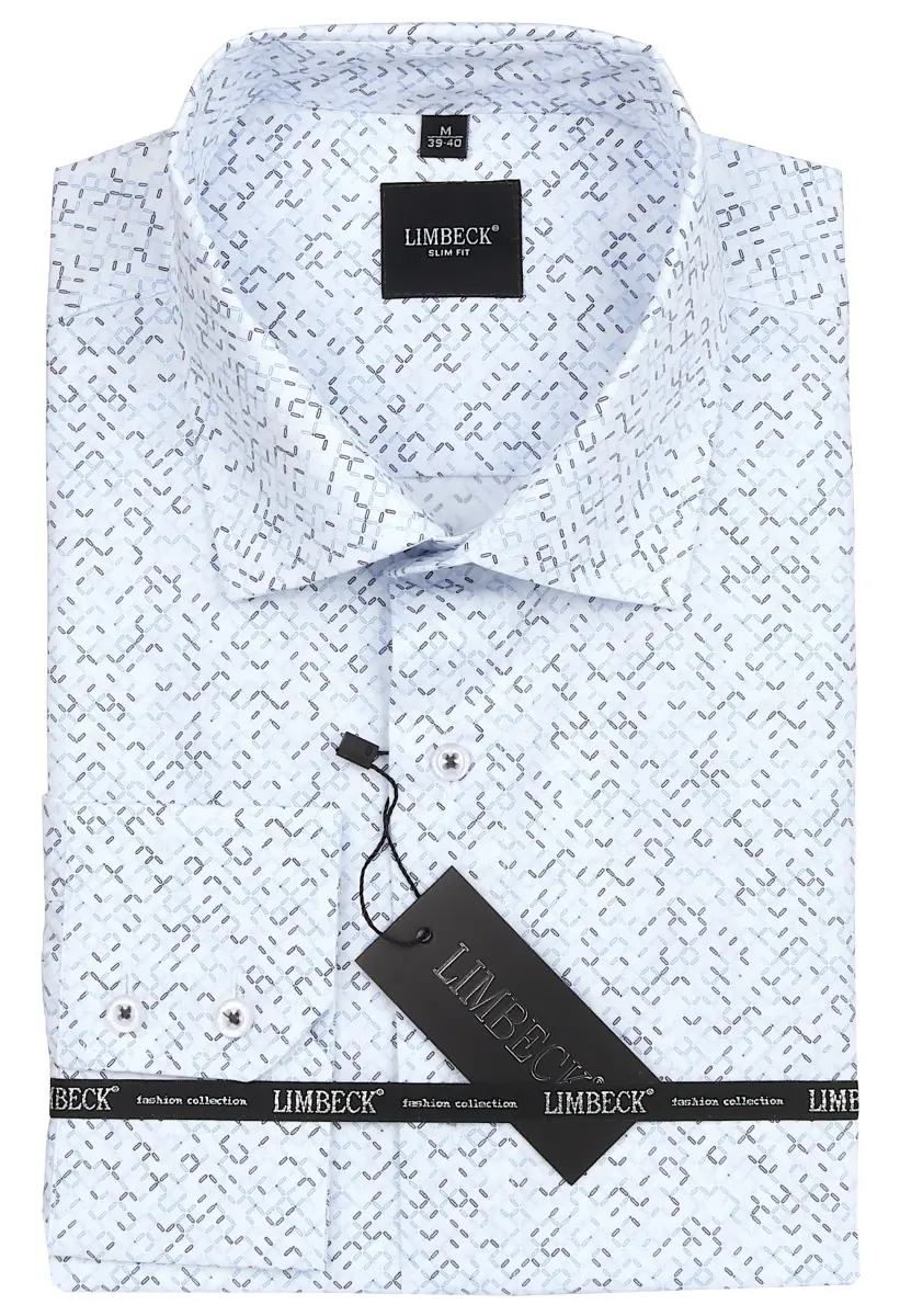 bílá košile s pěkným modrým vzorem