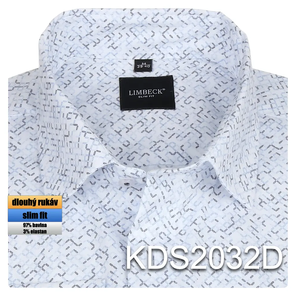 bílá košile s pěkným modrým vzorem