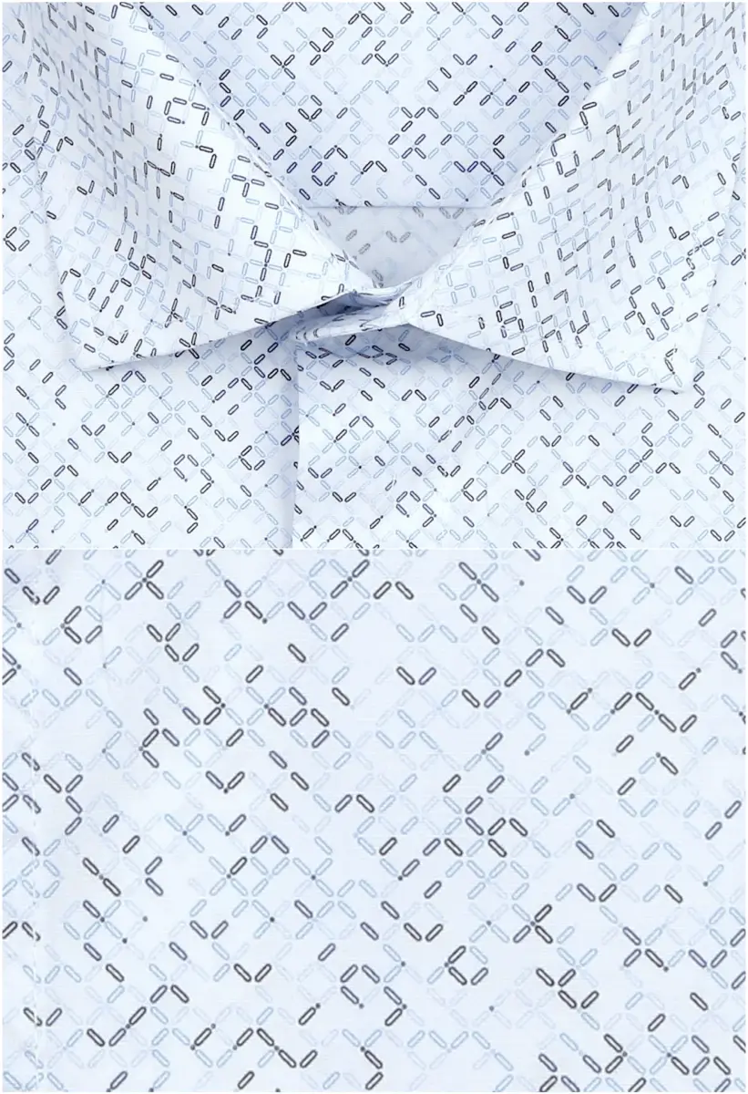 bílá košile s pěkným modrým vzorem