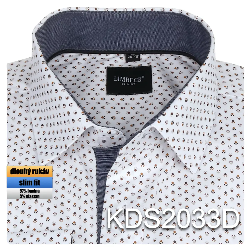 bílá košile s pěkným vzorem a doplňky