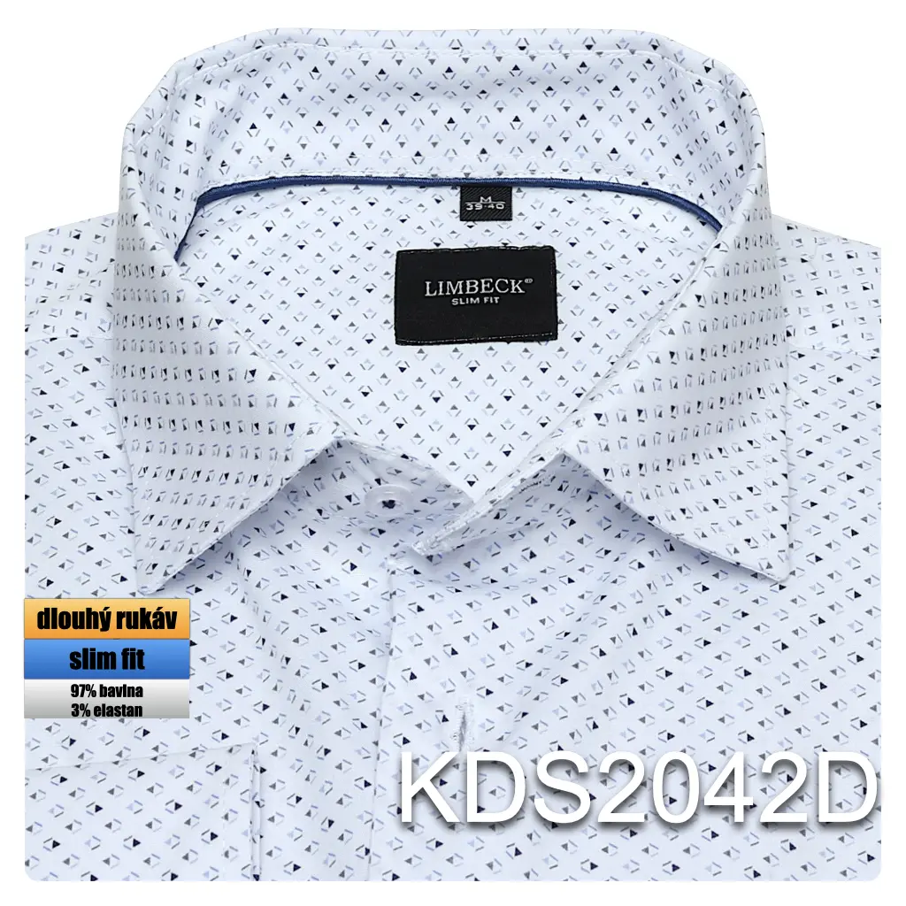 bílá košile s pěkným vzorem a doplňky