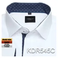 bílá košile s modrými doplňky