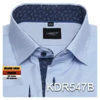 modrá košile se zajímavými doplňky