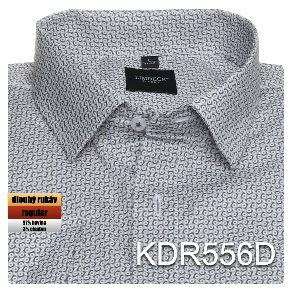 šedá vzorovaná košile z pružného materiálu