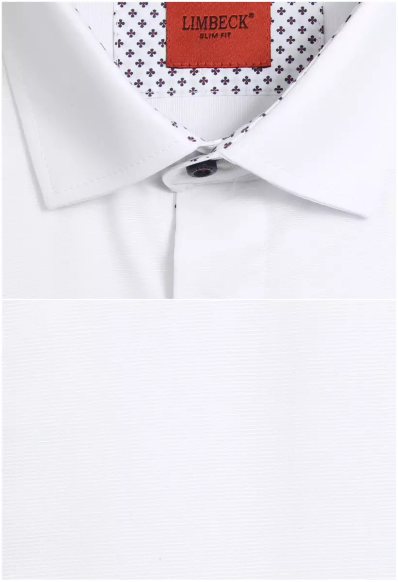 bílá košile, vzor v límci