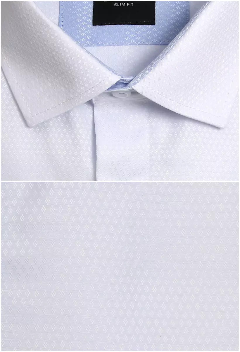 bílá košile s texturou s modrým prvkem