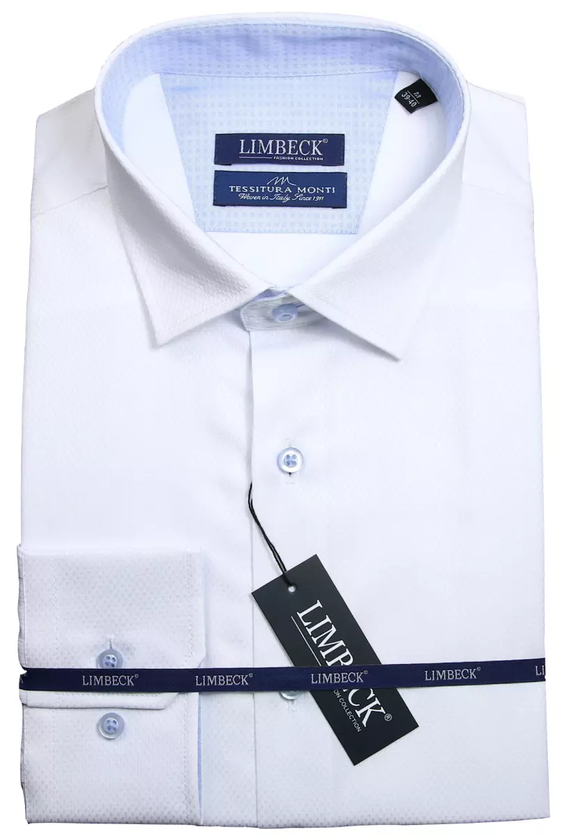 luxusní bílá košile s modrým prvkem