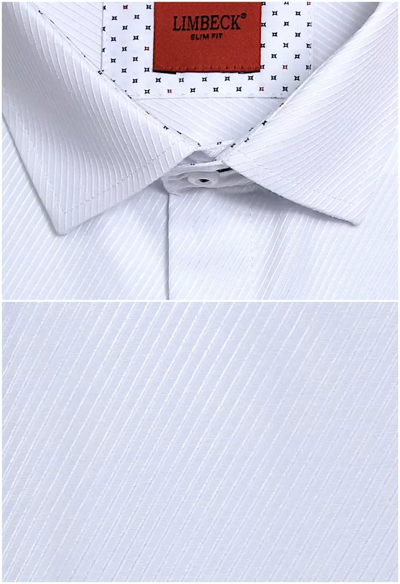 bílá košile s diagonální strukturou