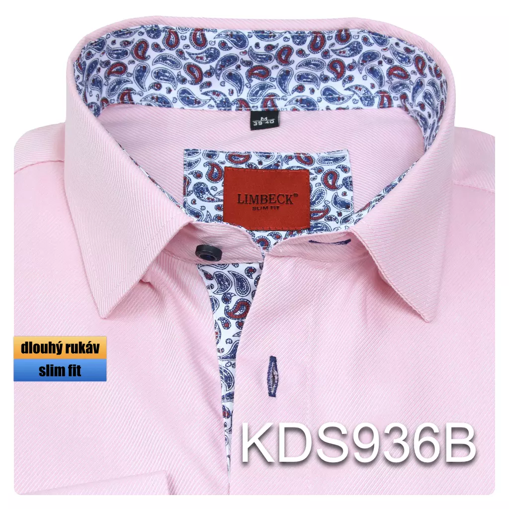 růžová košile s výraznými doplňujícími vzory 