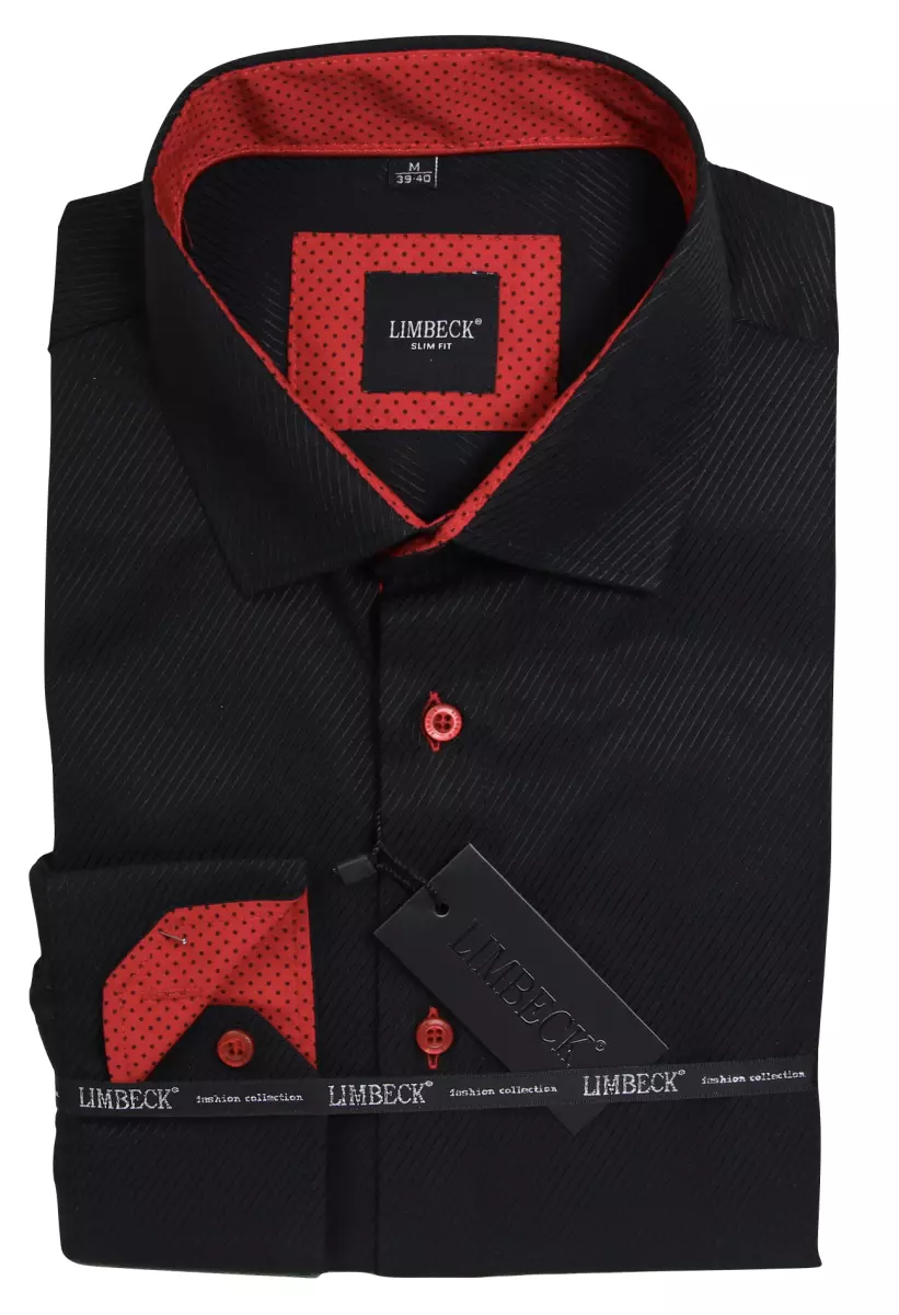 černá košile s červeným vzorem 
