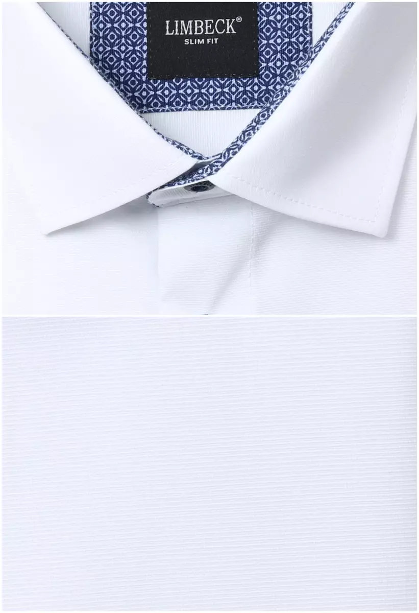 bílá košile s modrými dopňky