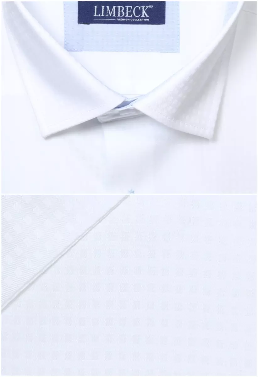 bílá texturovaná košile s modrými doplňky