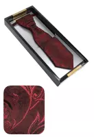 elegantní vínová svatební kravata s kapesníčkem